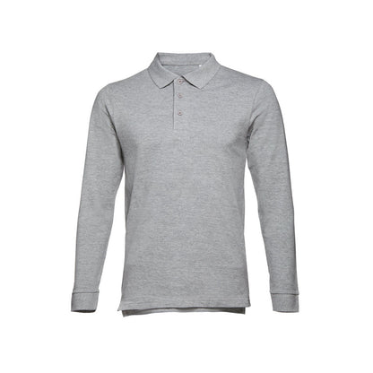 THC BERN 3XL promotional polo shirt in heather light grey with custom logo branding