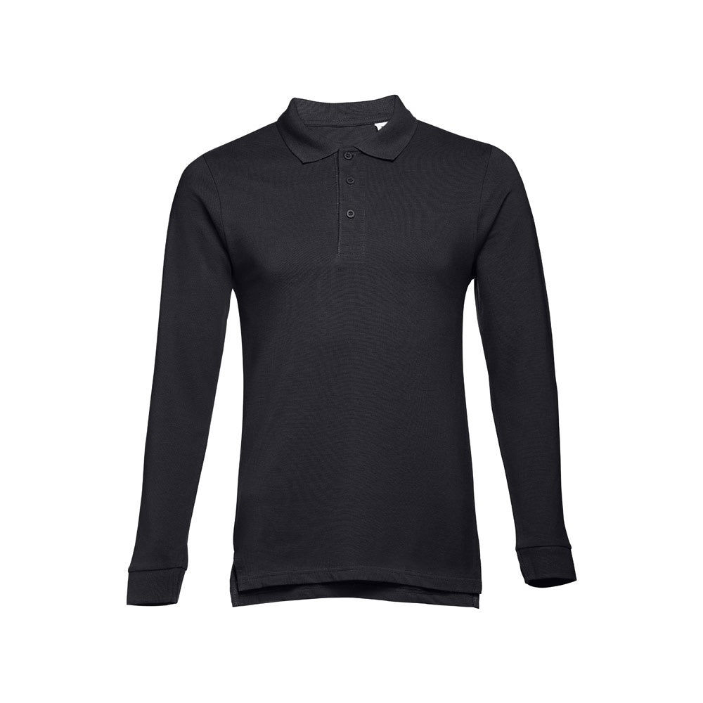 THC BERN 3XL promotional polo shirt in eclipse blue with custom logo branding