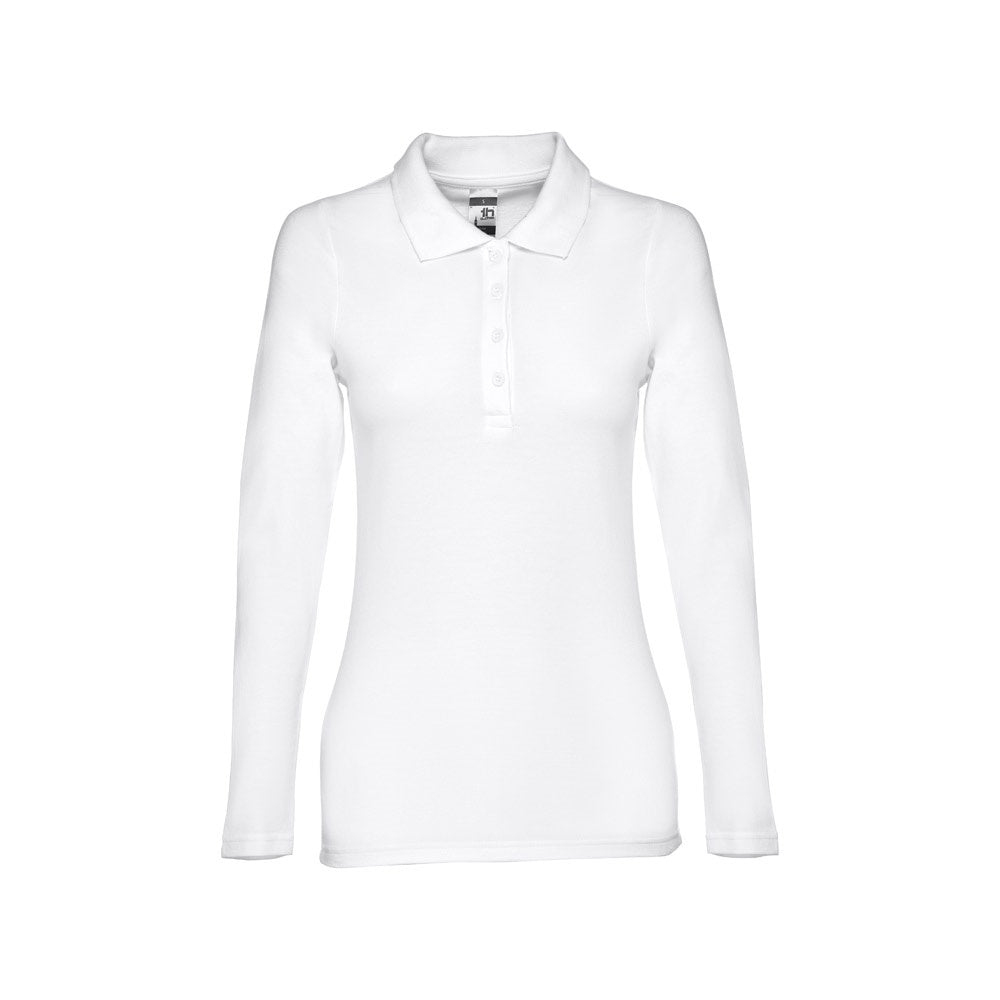 THC BERN WOMEN WH promotional polo shirt in white with custom logo branding