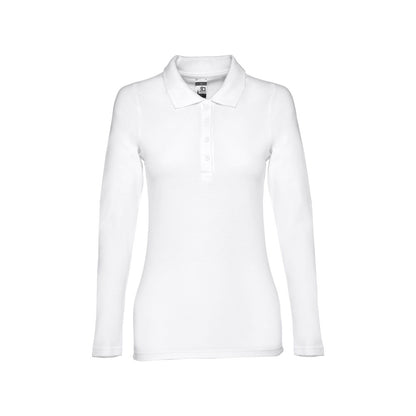 THC BERN WOMEN WH promotional polo shirt in white with custom logo branding