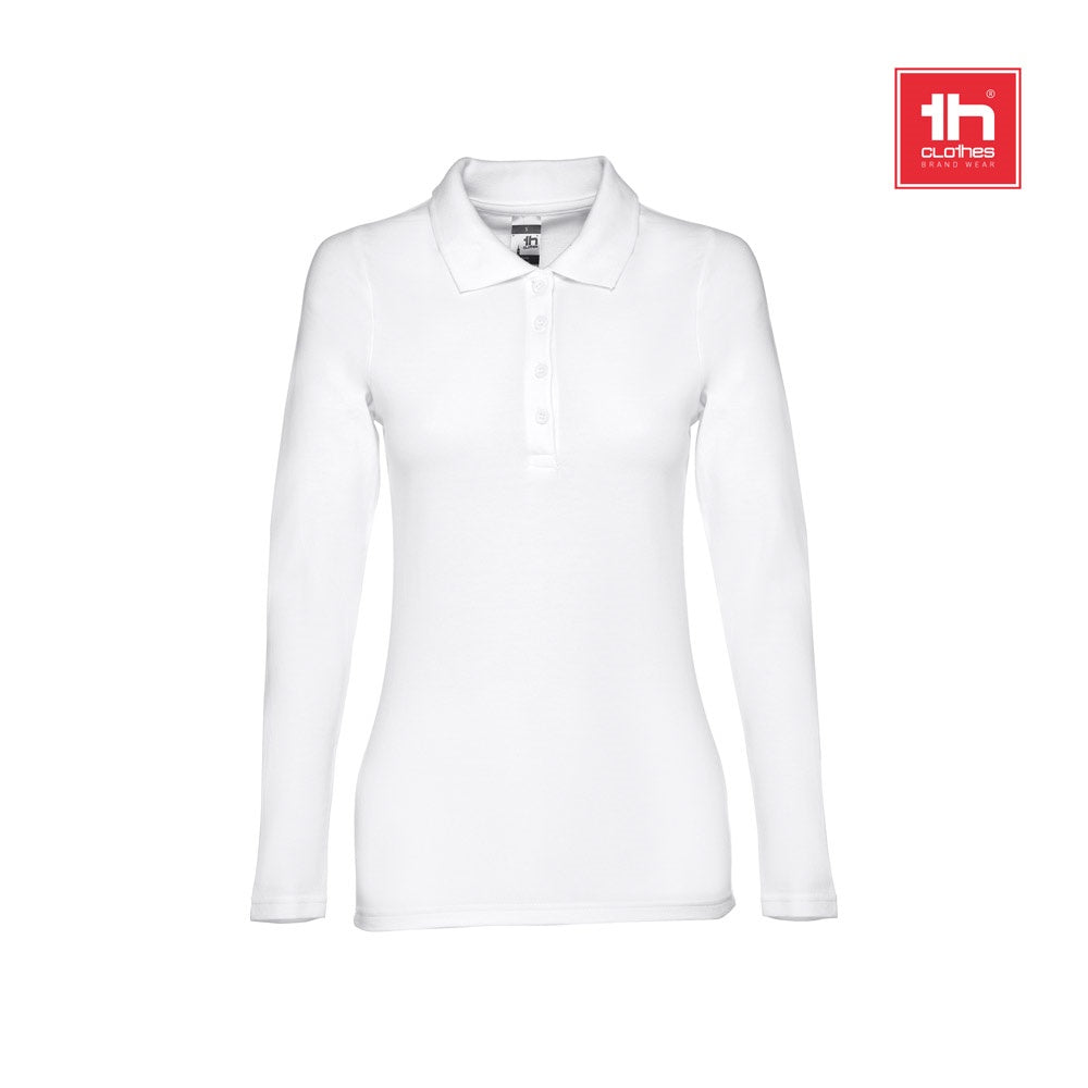 THC BERN WOMEN WH promotional polo shirt (complete set view) with custom logo branding