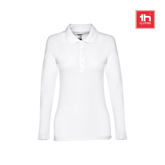THC BERN WOMEN WH promotional polo shirt (complete set view) with custom logo branding