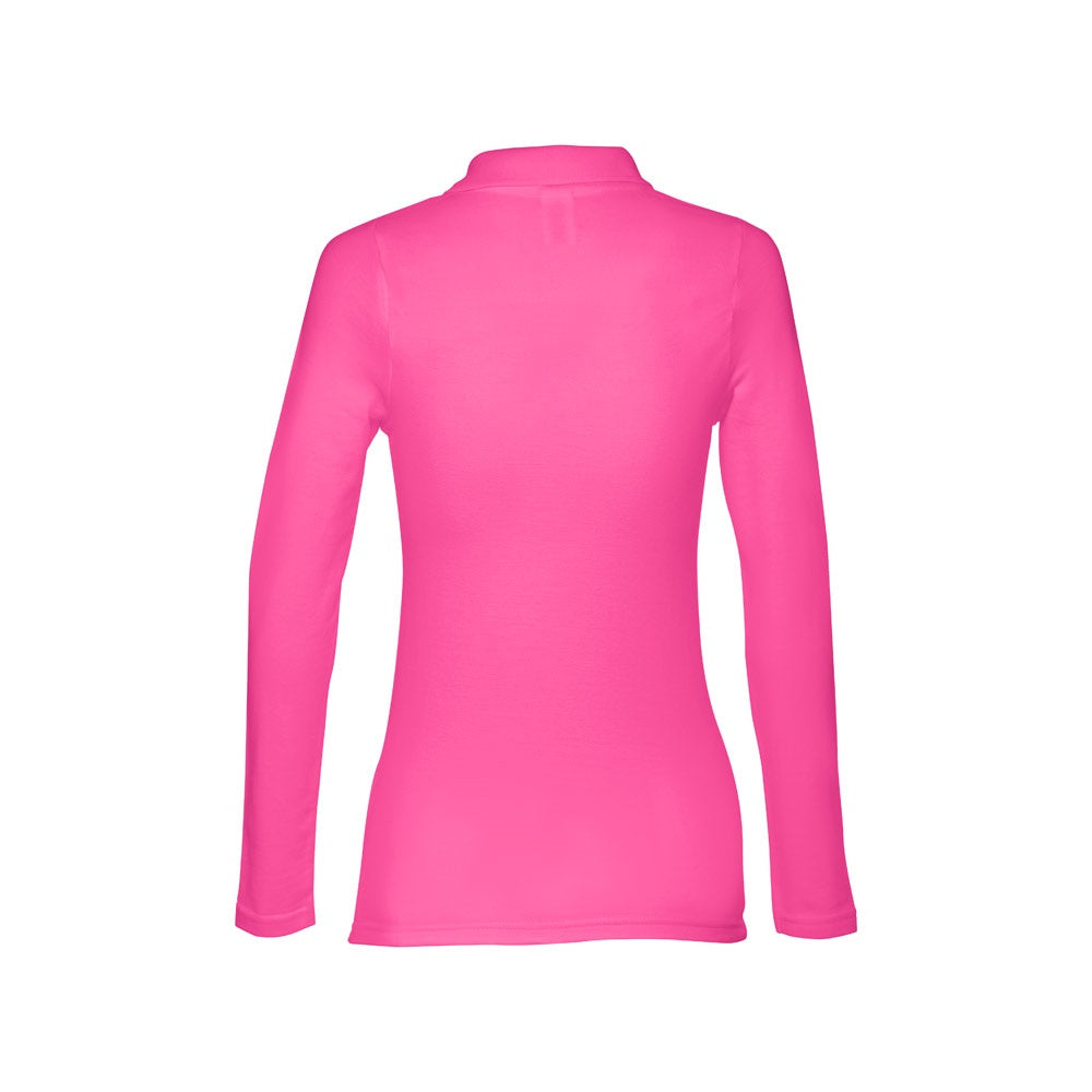THC BERN WOMEN promotional polo shirt in pink (detail view) with custom logo branding