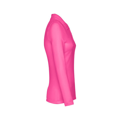 THC BERN WOMEN promotional polo shirt in pink (detail view) with custom logo branding