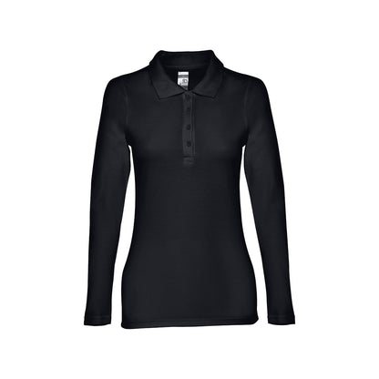 THC BERN WOMEN promotional polo shirt in black with custom logo branding