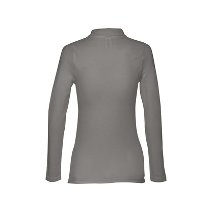 THC BERN WOMEN promotional polo shirt in grey (detail view) with custom logo branding