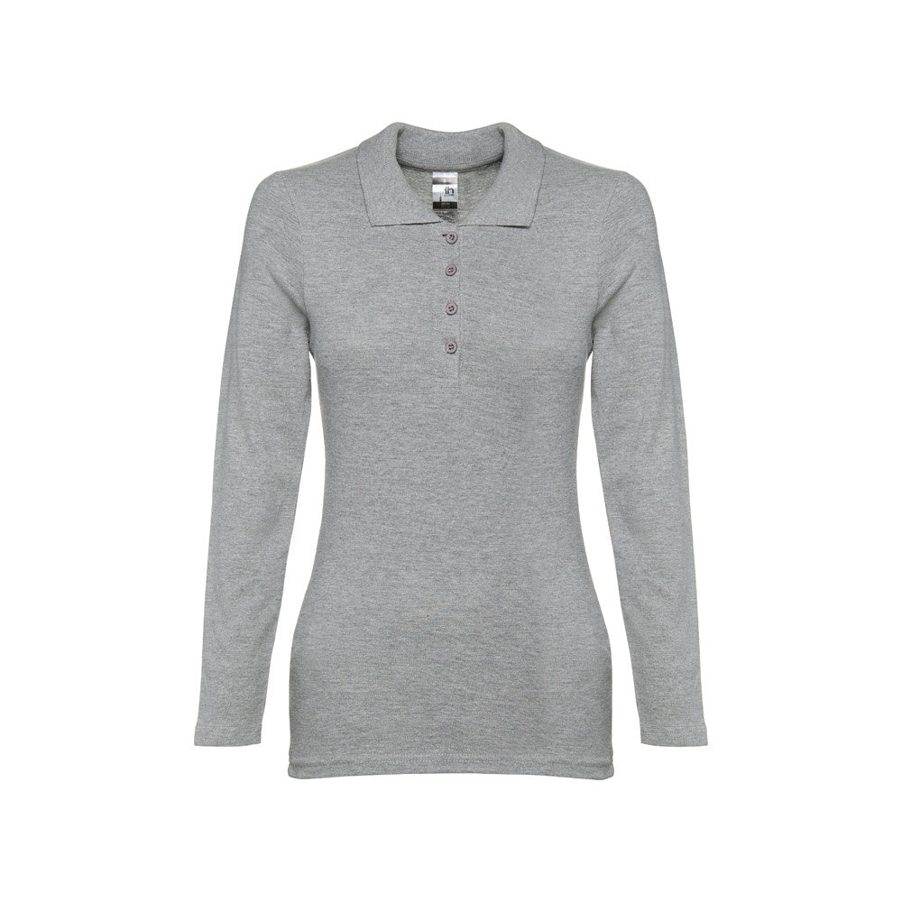 THC BERN WOMEN promotional polo shirt in heather light grey with custom logo branding