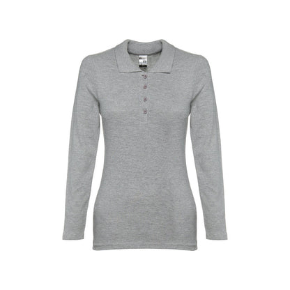 THC BERN WOMEN promotional polo shirt in heather light grey with custom logo branding