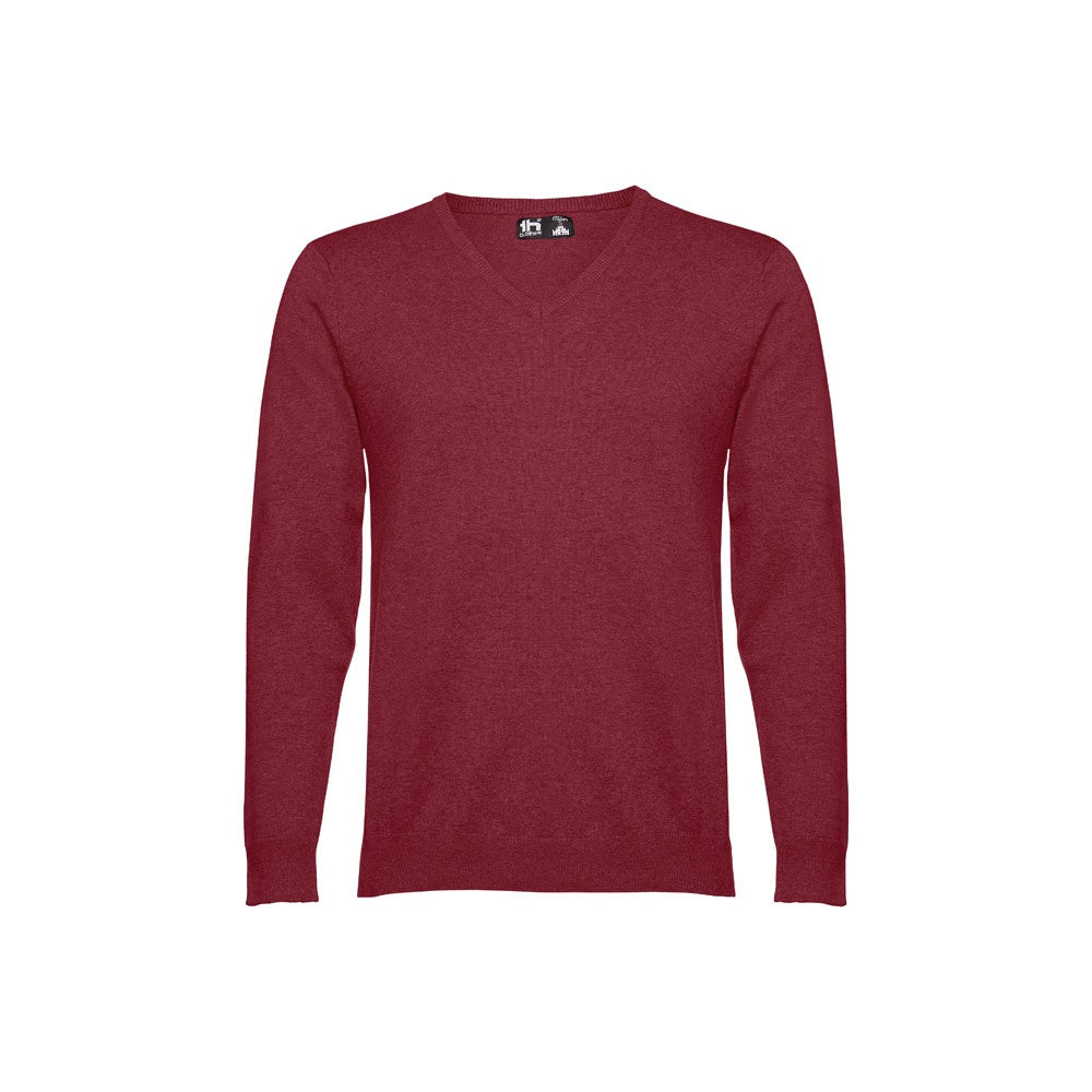 THC MILAN promotional sweatshirt in burgundy (detail view) with custom logo branding