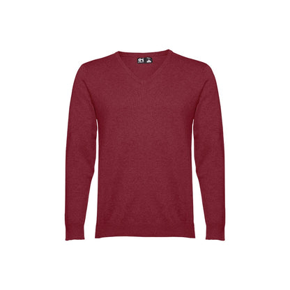 THC MILAN promotional sweatshirt in burgundy (detail view) with custom logo branding