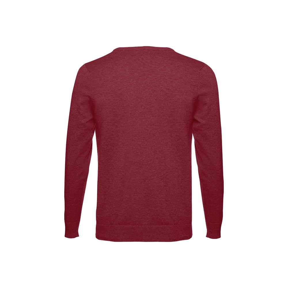 THC MILAN promotional sweatshirt in burgundy (detail view) with custom logo branding