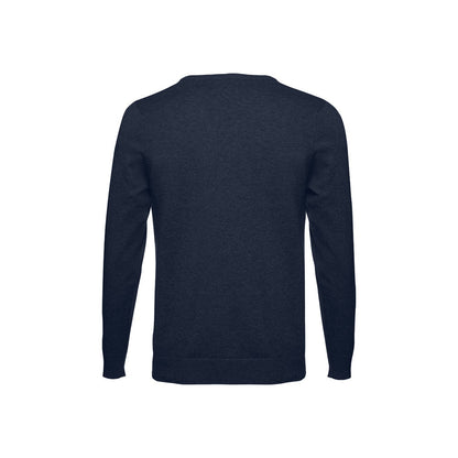 THC MILAN promotional sweatshirt in navy blue (detail view) with custom logo branding