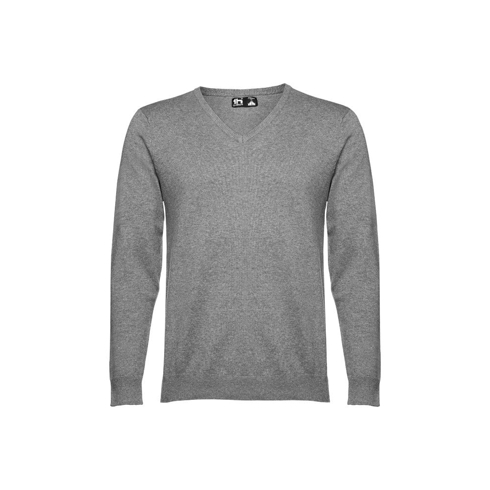 THC MILAN promotional sweatshirt in heather grey (detail view) with custom logo branding