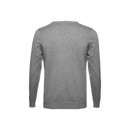 THC MILAN promotional sweatshirt in heather grey (detail view) with custom logo branding