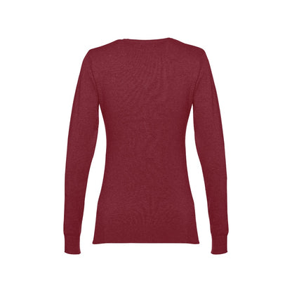 THC MILAN WOMEN promotional sweatshirt in burgundy (detail view) with custom logo branding