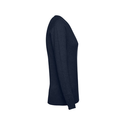THC MILAN WOMEN promotional sweatshirt in navy blue (detail view) with custom logo branding