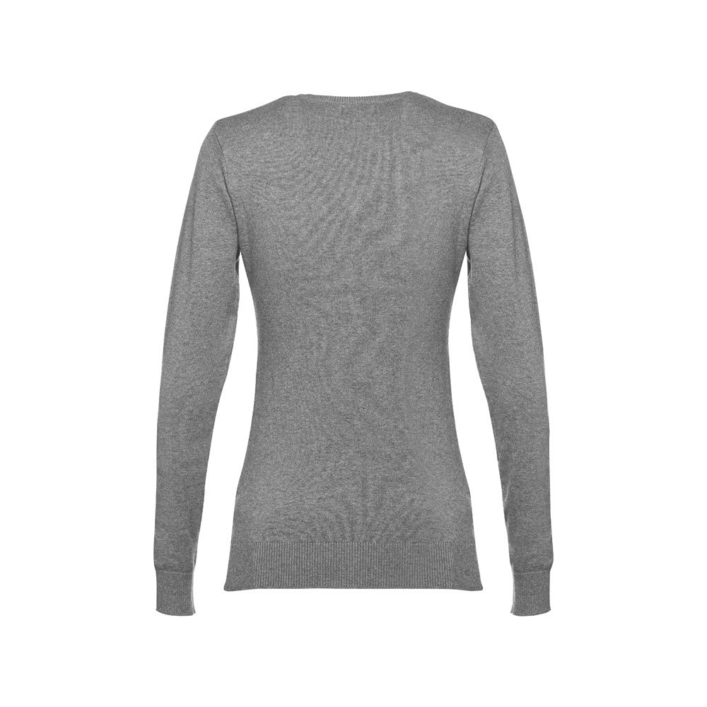 THC MILAN WOMEN promotional sweatshirt in heather grey (detail view) with custom logo branding