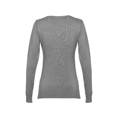 THC MILAN WOMEN promotional sweatshirt in heather grey (detail view) with custom logo branding