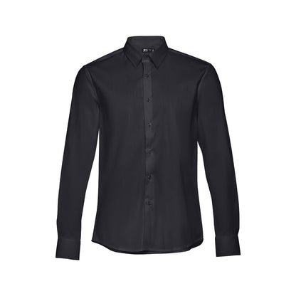 THC PARIS promotional corporate shirt in black (detail view) with custom logo branding