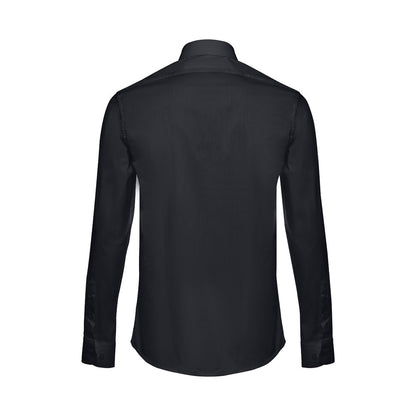 THC PARIS promotional corporate shirt in black (detail view) with custom logo branding