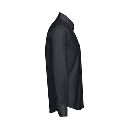 THC PARIS promotional corporate shirt in black (detail view) with custom logo branding