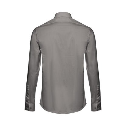 THC PARIS promotional corporate shirt in grey (detail view) with custom logo branding