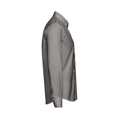 THC PARIS promotional corporate shirt in grey (detail view) with custom logo branding