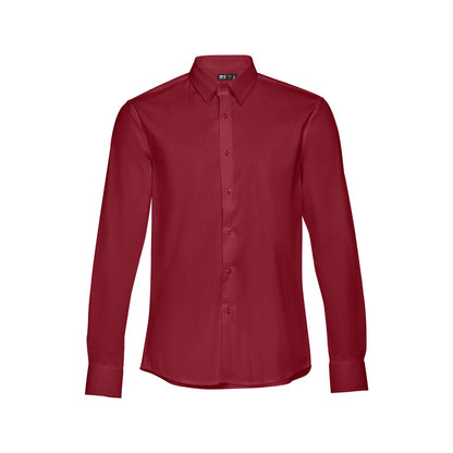 THC PARIS promotional corporate shirt in burgundy with custom logo branding