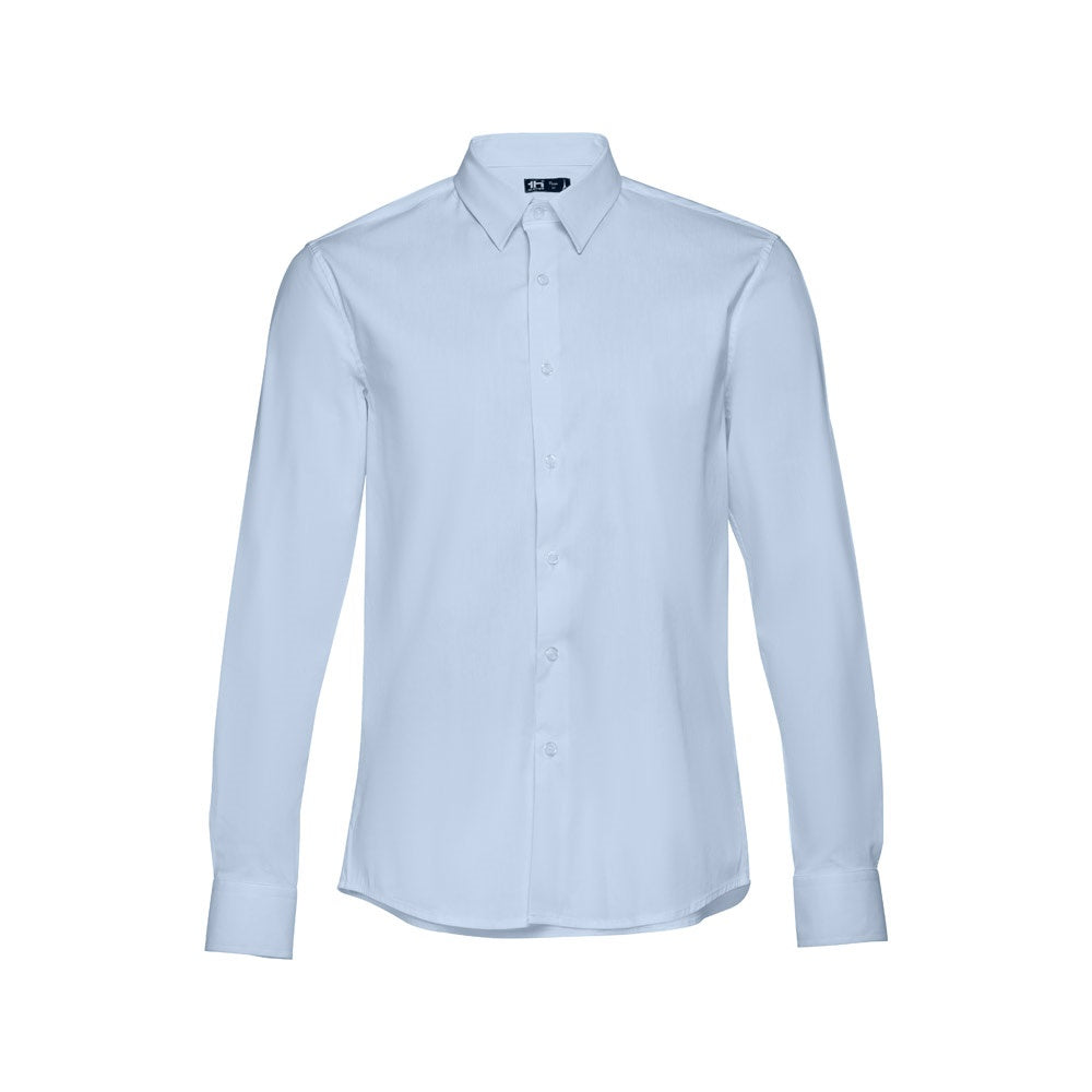 THC PARIS promotional corporate shirt in light blue with custom logo branding