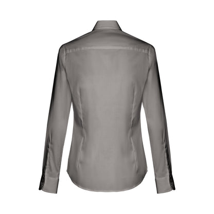 THC PARIS WOMEN promotional corporate shirt in grey (detail view) with custom logo branding