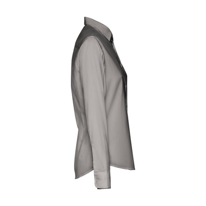 THC PARIS WOMEN promotional corporate shirt in grey (detail view) with custom logo branding