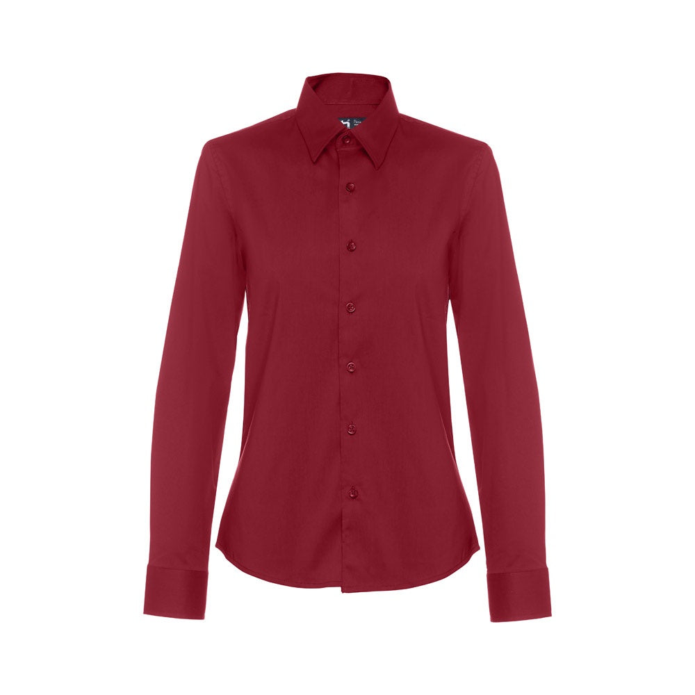 THC PARIS WOMEN promotional corporate shirt in burgundy with custom logo branding