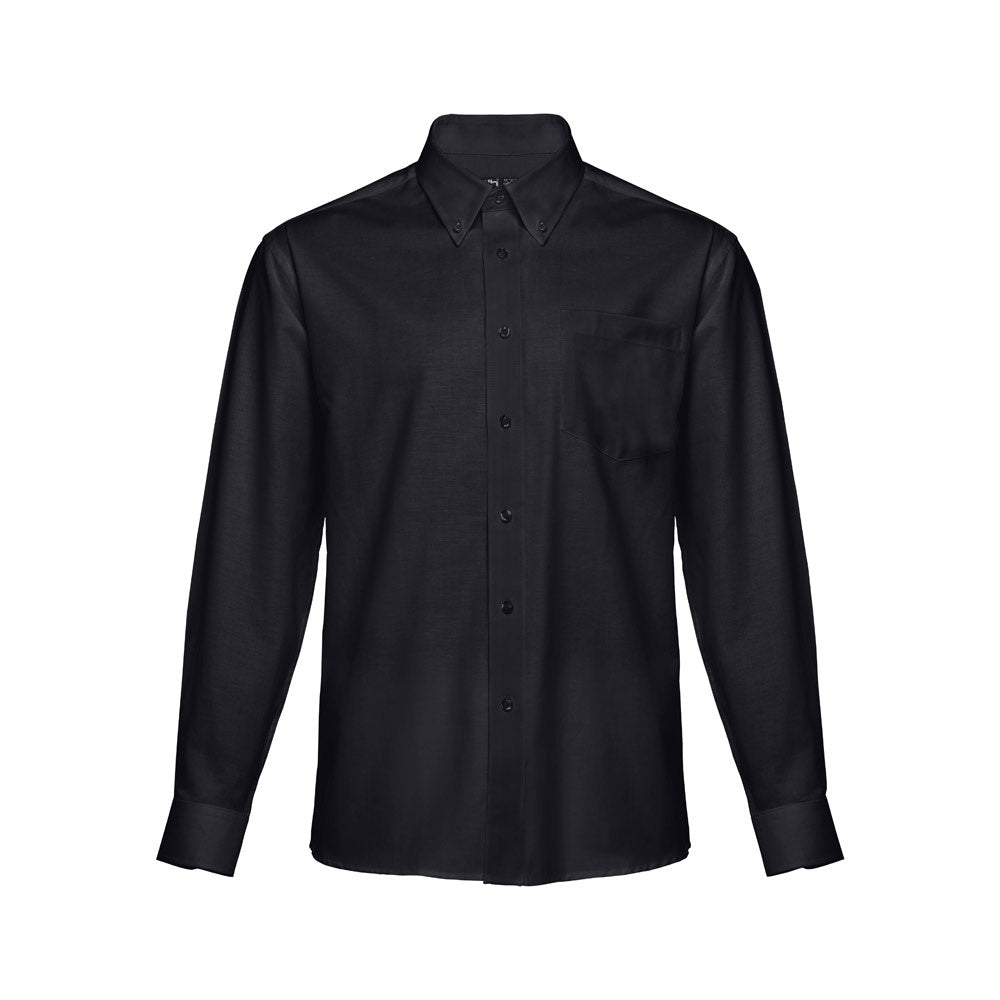 THC TOKYO promotional corporate shirt in black (detail view) with custom logo branding