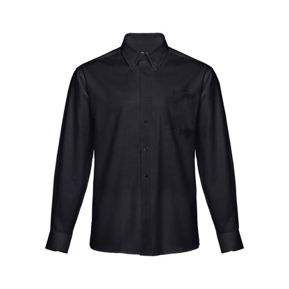 THC TOKYO promotional corporate shirt in black (detail view) with custom logo branding