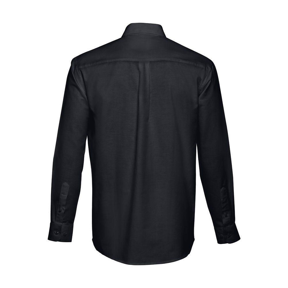 THC TOKYO promotional corporate shirt in black (detail view) with custom logo branding