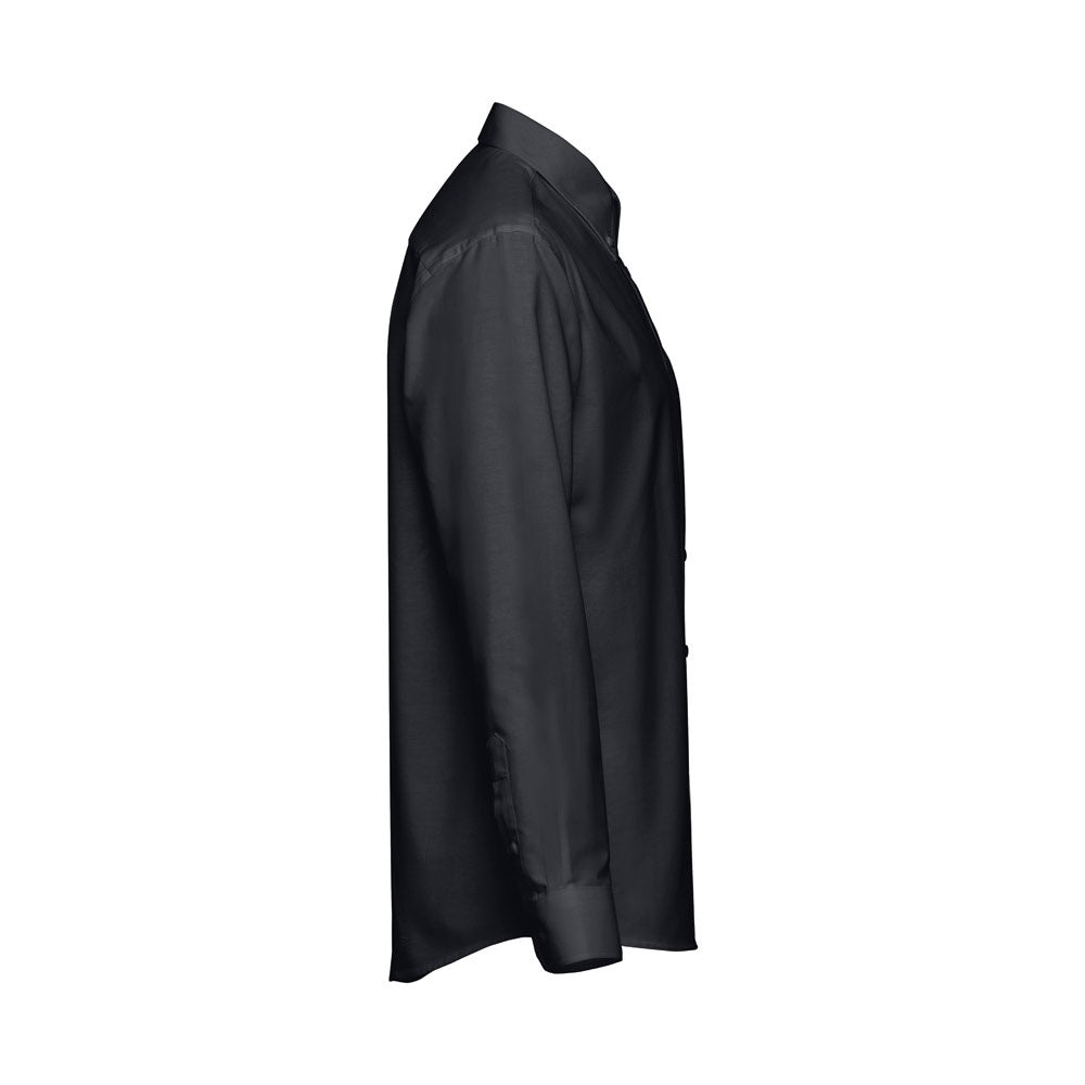 THC TOKYO promotional corporate shirt in black (detail view) with custom logo branding