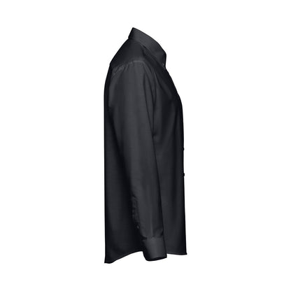 THC TOKYO promotional corporate shirt in black (detail view) with custom logo branding