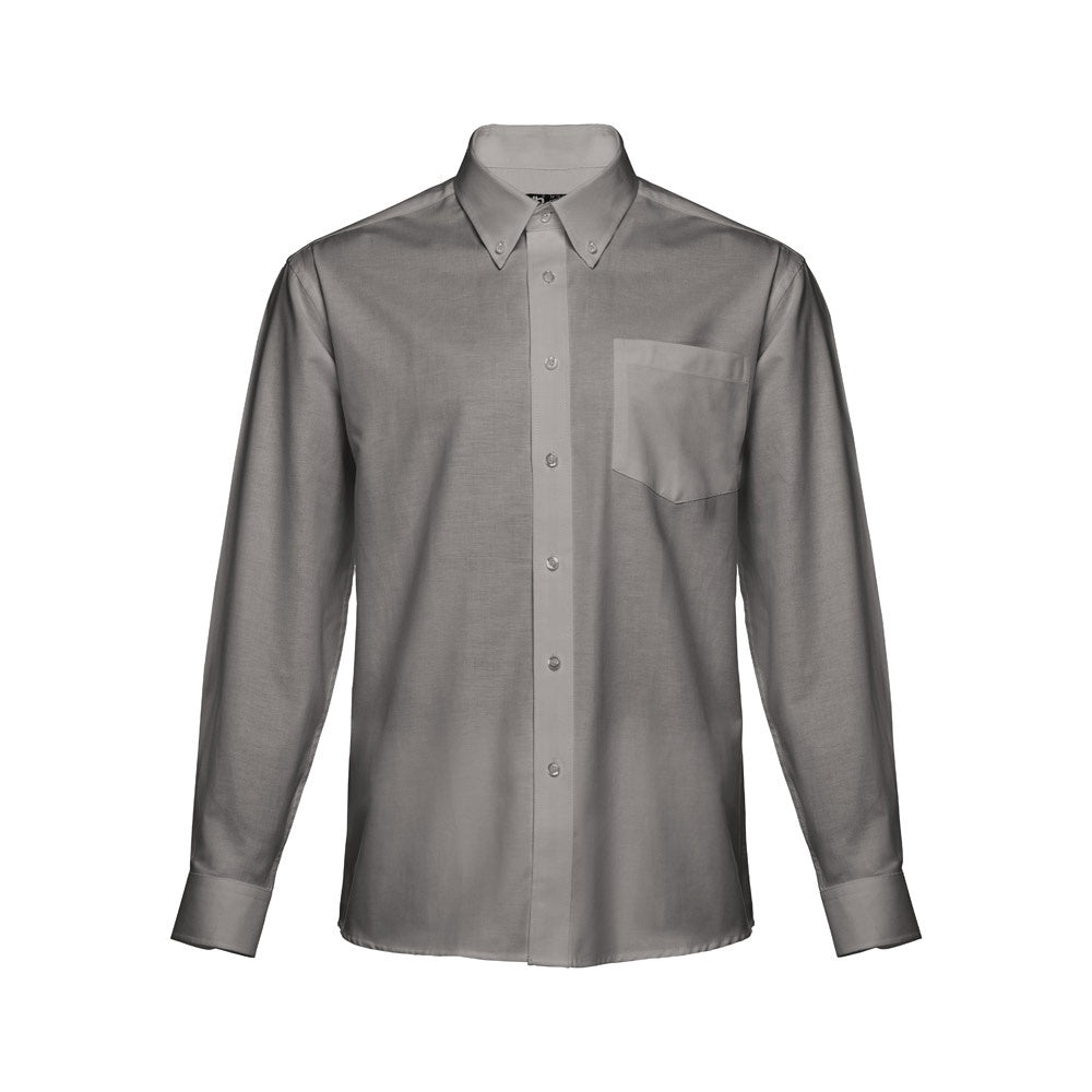 THC TOKYO promotional corporate shirt in grey (detail view) with custom logo branding