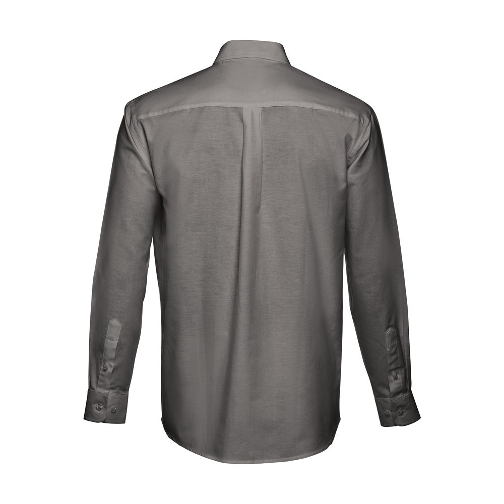 THC TOKYO promotional corporate shirt in grey (detail view) with custom logo branding