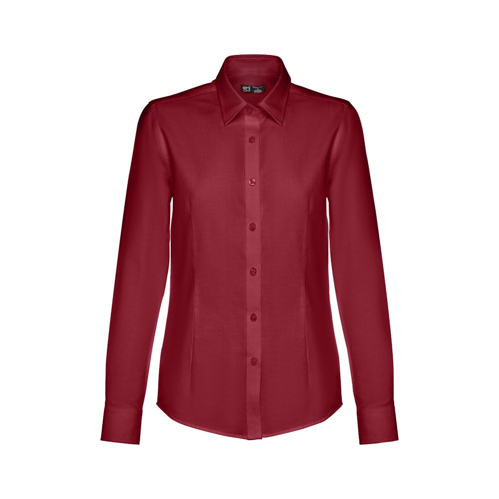 THC TOKYO WOMEN promotional corporate shirt in burgundy with custom logo branding