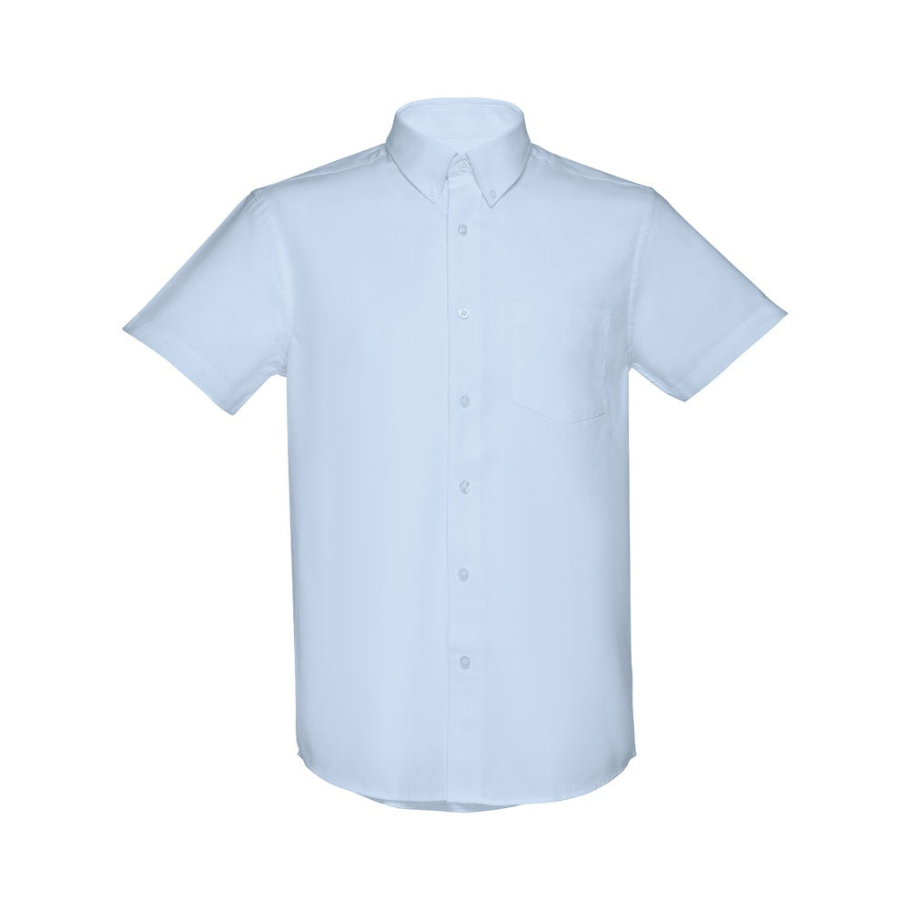 THC LONDON promotional corporate shirt in light blue with custom logo branding