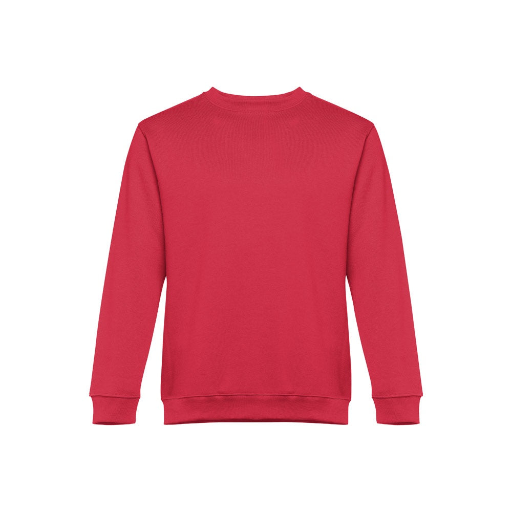 THC DELTA promotional sweatshirt in red (detail view) with custom logo branding