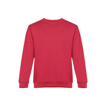 THC DELTA promotional sweatshirt in red (detail view) with custom logo branding