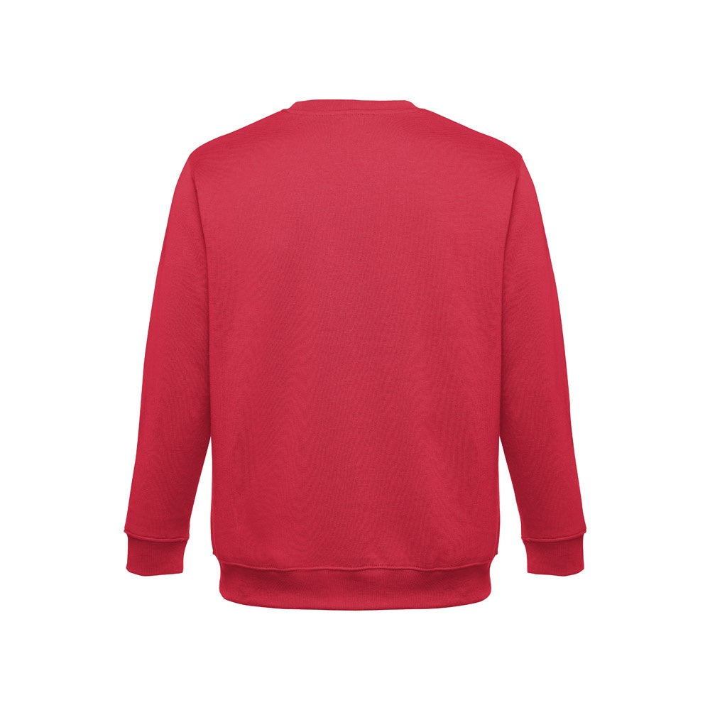THC DELTA promotional sweatshirt in red (detail view) with custom logo branding