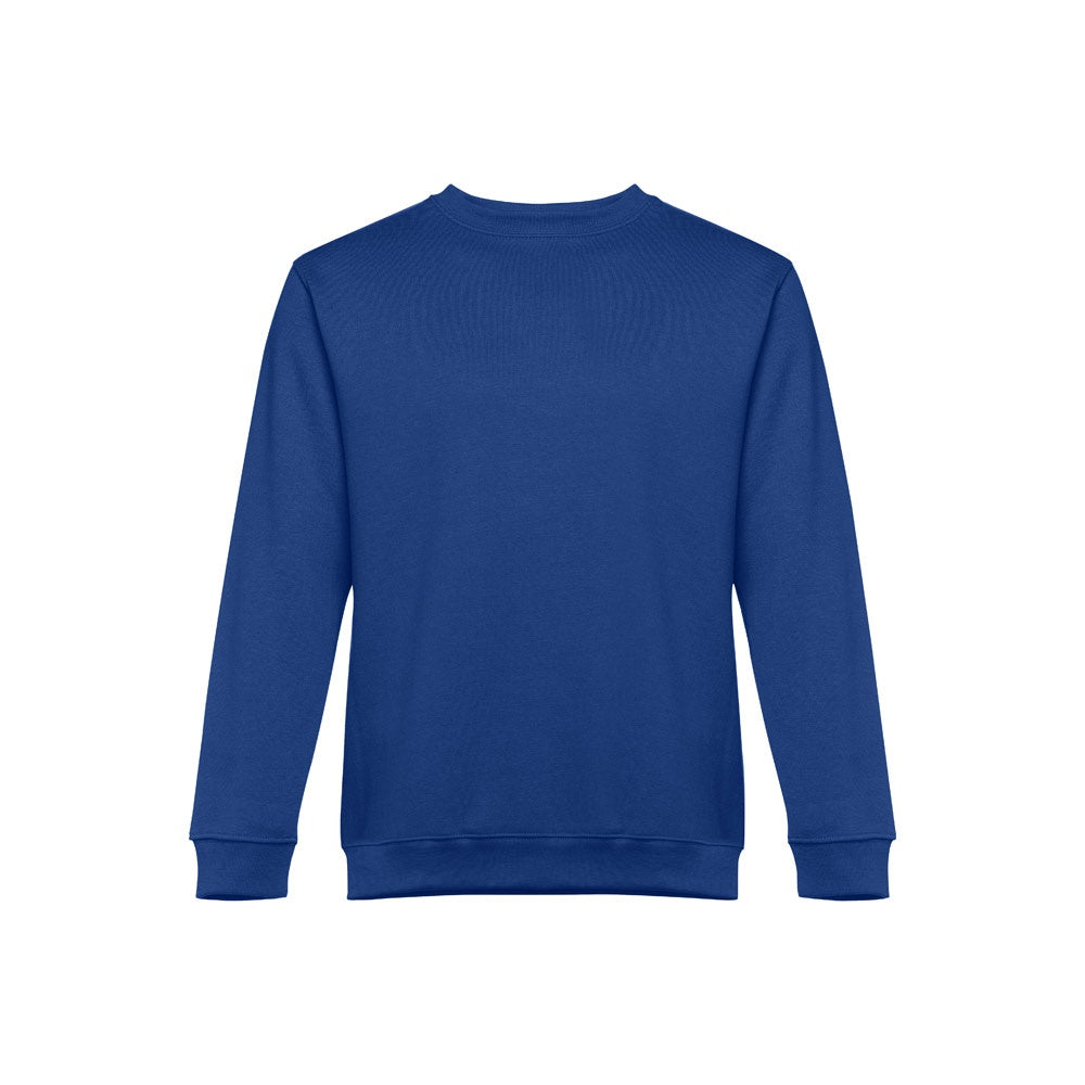 THC DELTA promotional sweatshirt in royal blue (detail view) with custom logo branding