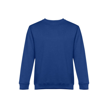 THC DELTA promotional sweatshirt in royal blue (detail view) with custom logo branding