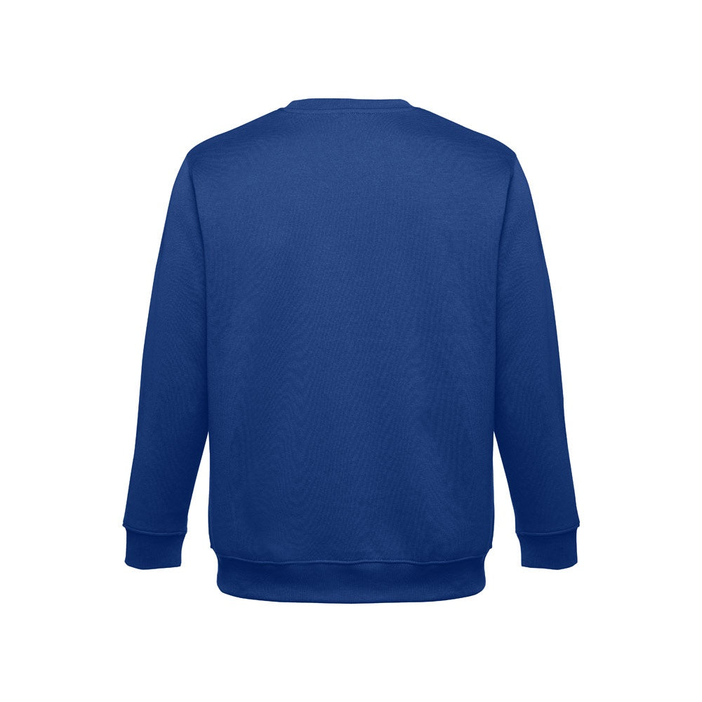 THC DELTA promotional sweatshirt in royal blue (detail view) with custom logo branding