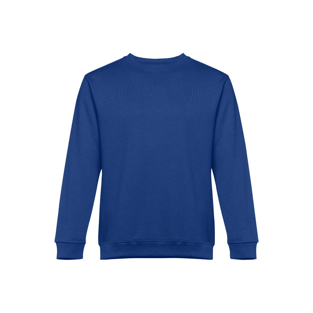 THC DELTA promotional sweatshirt in royal blue with custom logo branding