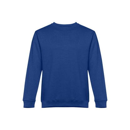 THC DELTA promotional sweatshirt in royal blue with custom logo branding