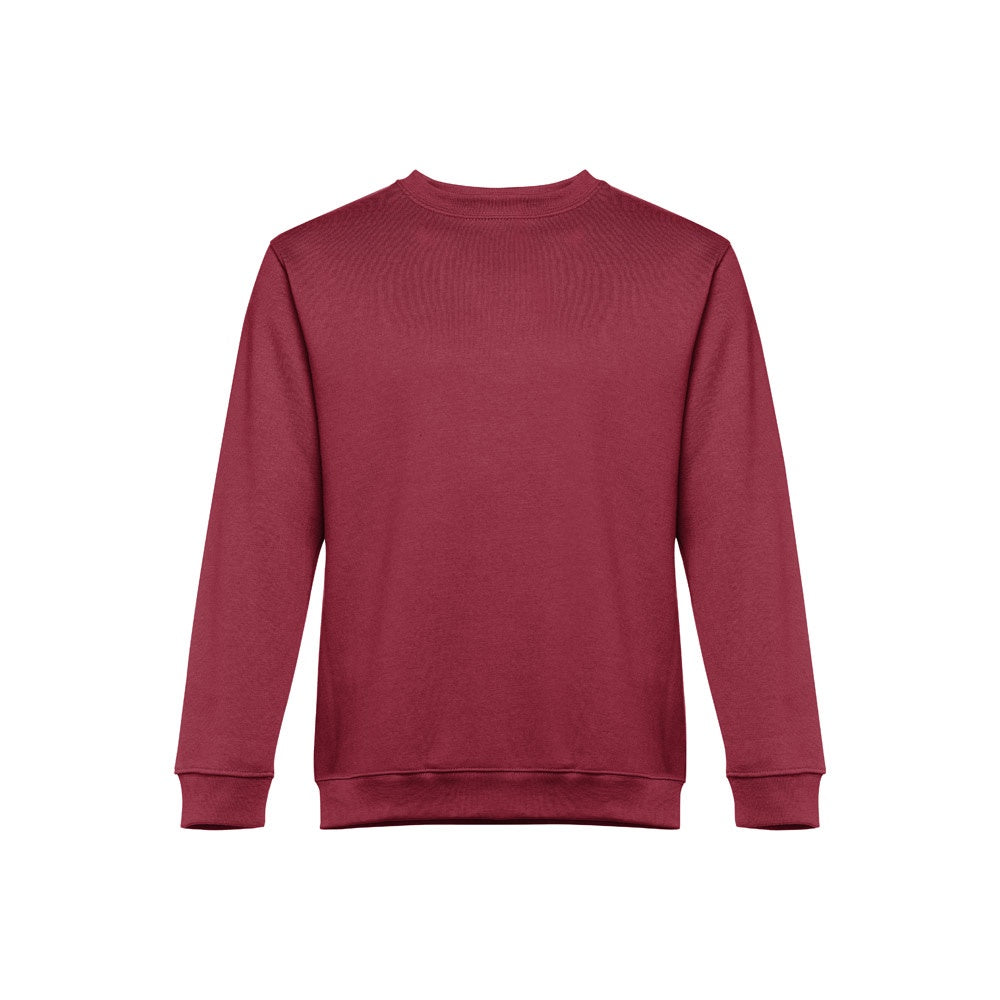 THC DELTA promotional sweatshirt in burgundy (detail view) with custom logo branding